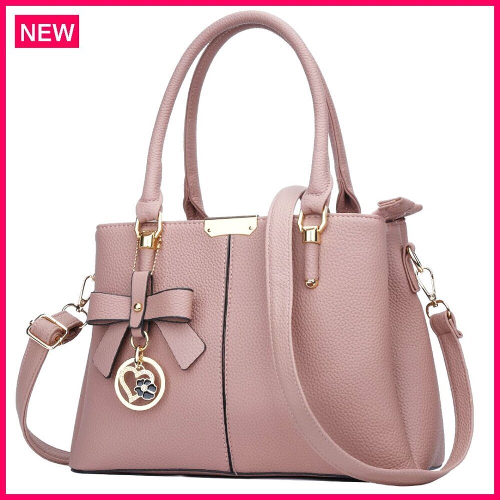 Medium Satchel Shoulder Bag with 3 Zippered Compartments Top Handle Purse
